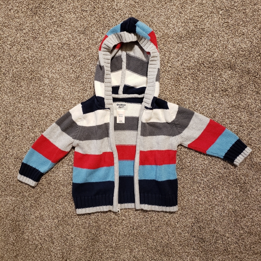 Oshkosh B' Gosh knit zip up knit hoodie sweater sz 12 months in great condition